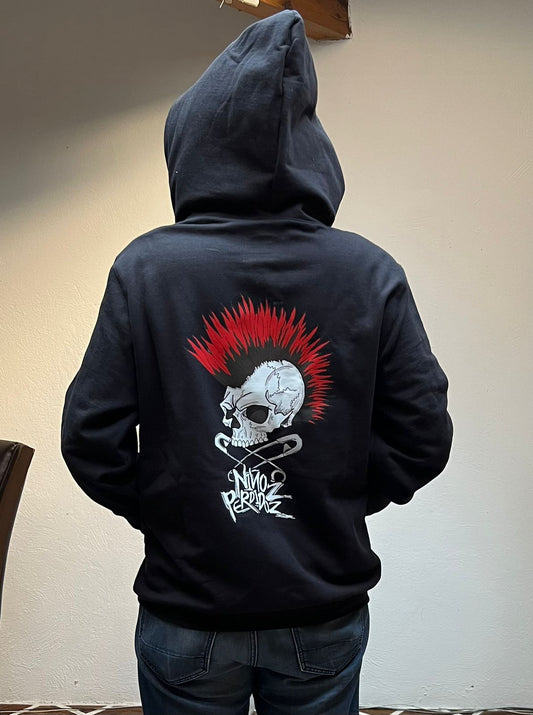 Skull red mohawk - Sudadera con gorro